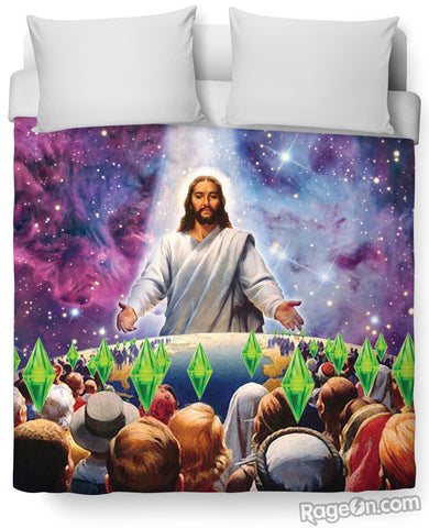 Jesus Died For Your Sims Duvet Cover