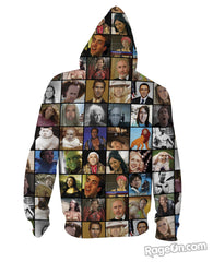 Nicolas Cage Rage Faces Zip-Up Hoodie