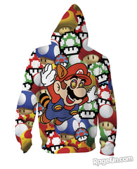 Mario on Shrooms Zip-Up Hoodie