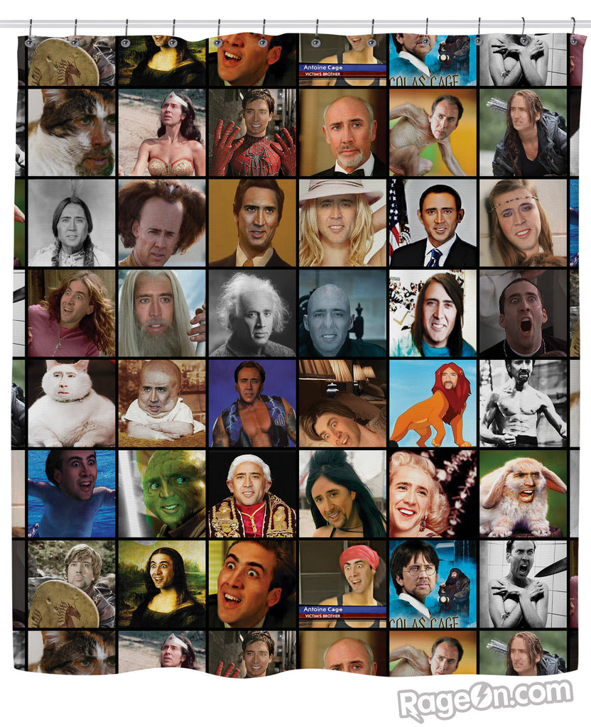 Nicolas Cage Rage Faces Shower Curtain