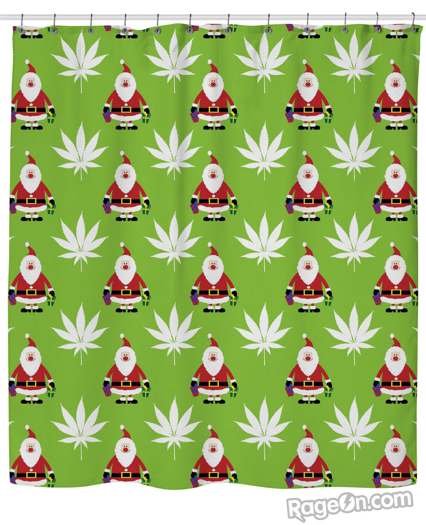 Green Christmas Shower Curtain