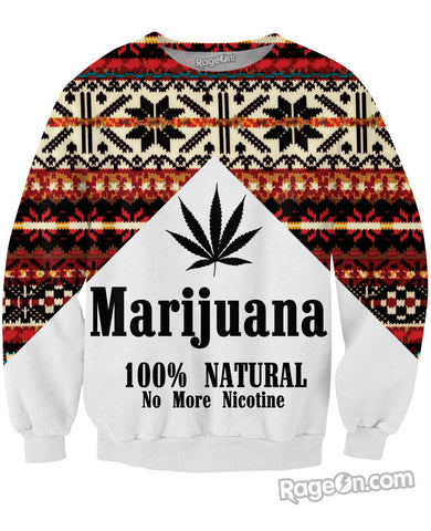 Marlboro Marijuana Fair Isle Crewneck Sweatshirt