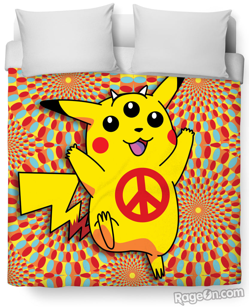 Pikachu Peace Trip Duvet Cover