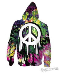 Drippy Peace Sign Zip-Up Hoodie