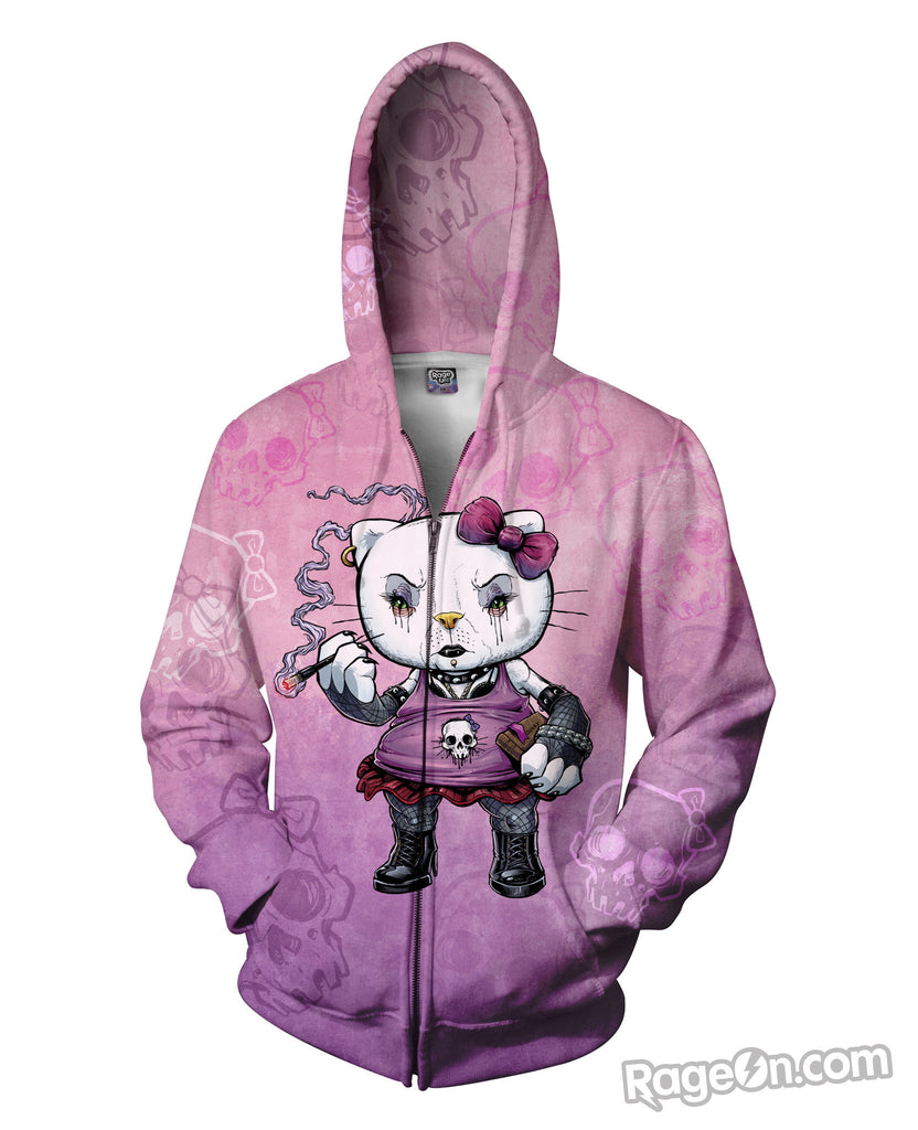 Hello Goth Kitty Zip-Up Hoodie