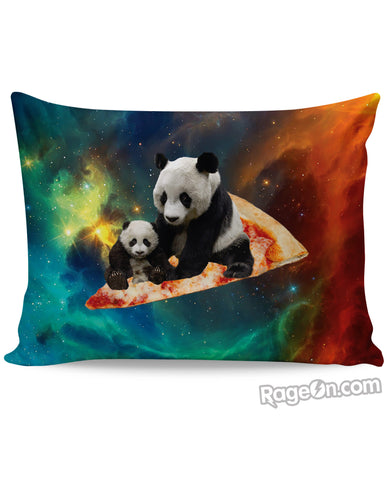 Space Pizza Panda Pillow Case
