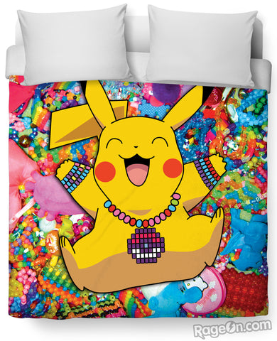 Pikachu in Kandiland Duvet Cover